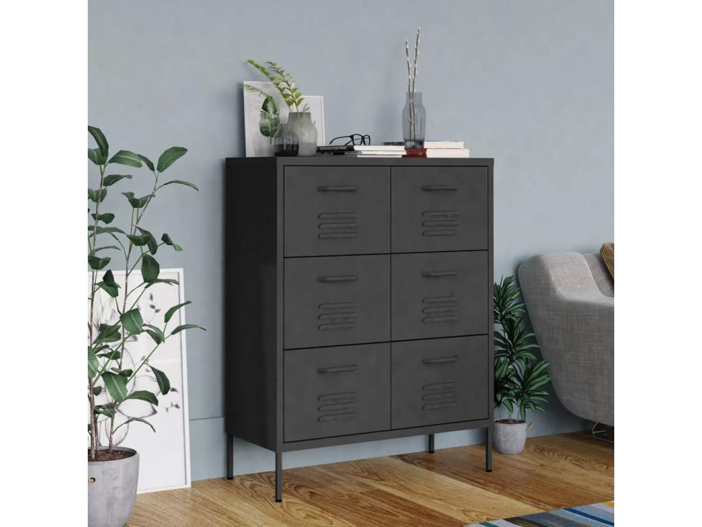 Wardrobe, Metal, Gris Anthracite, 80 x 35 x 101 cm