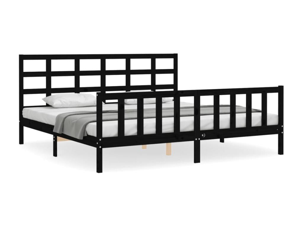 Bed Base, Wood, Black, 200 x 200 m
