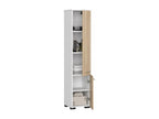Meublita FIN White 30cm Bathroom Column with 2 Doors, Oak Front, and 5 Shelves (30x30x140cm)