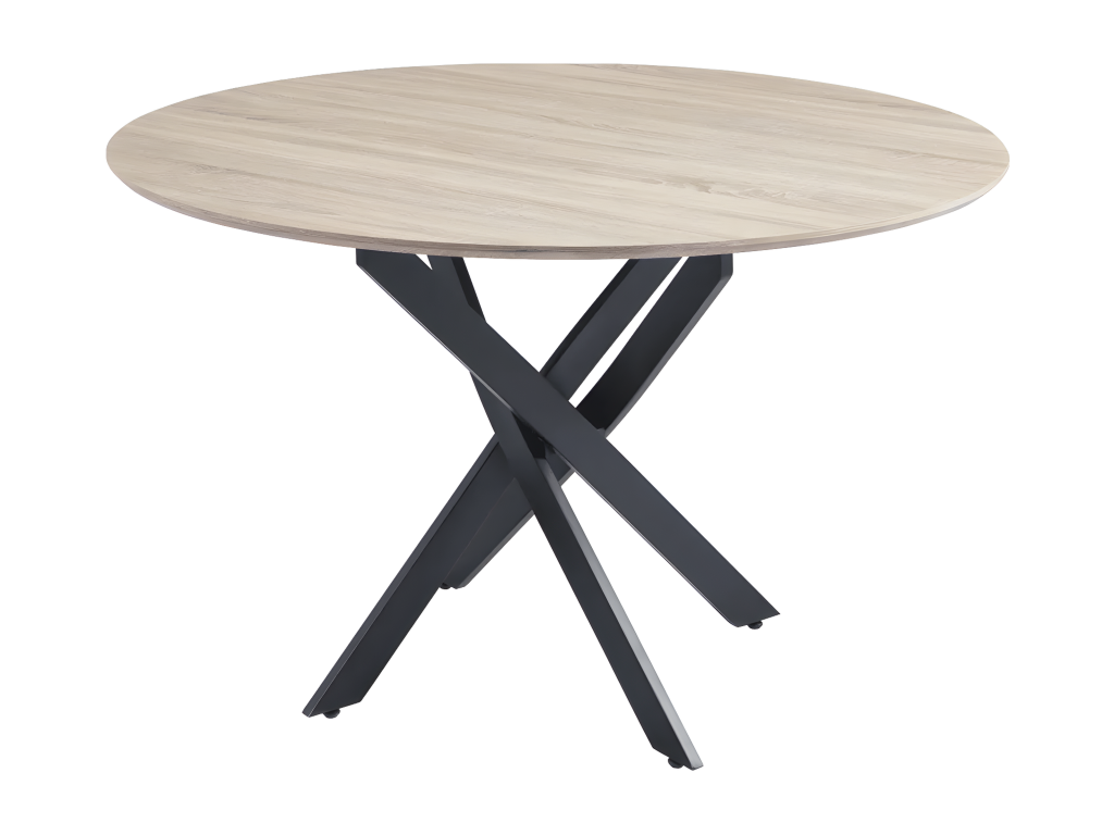 Meublita round dining table with metal legs and MDF wood top, 100cm diameter