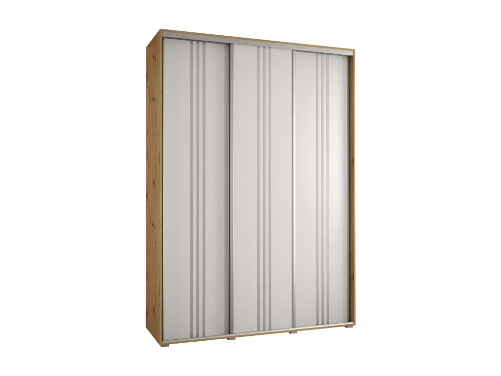 Wardrobe, Wood, Argenté/Blanc/Naturel Clair