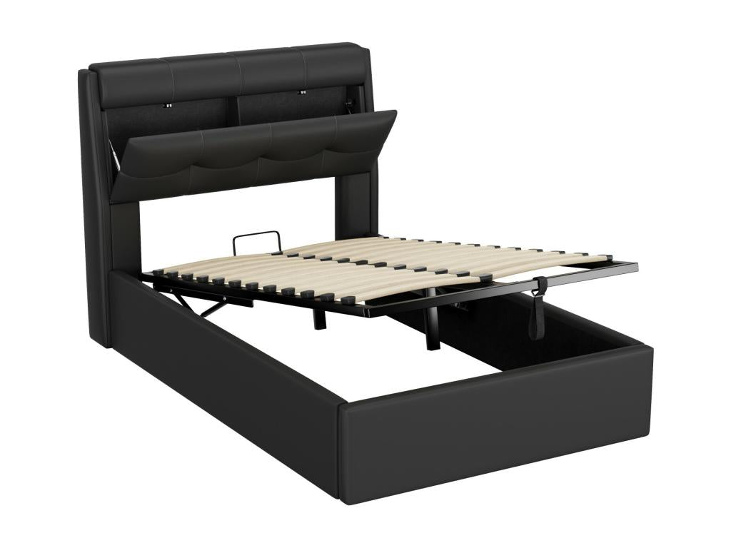 Mattress, Faux Leather, Black, 90 x 200 cm