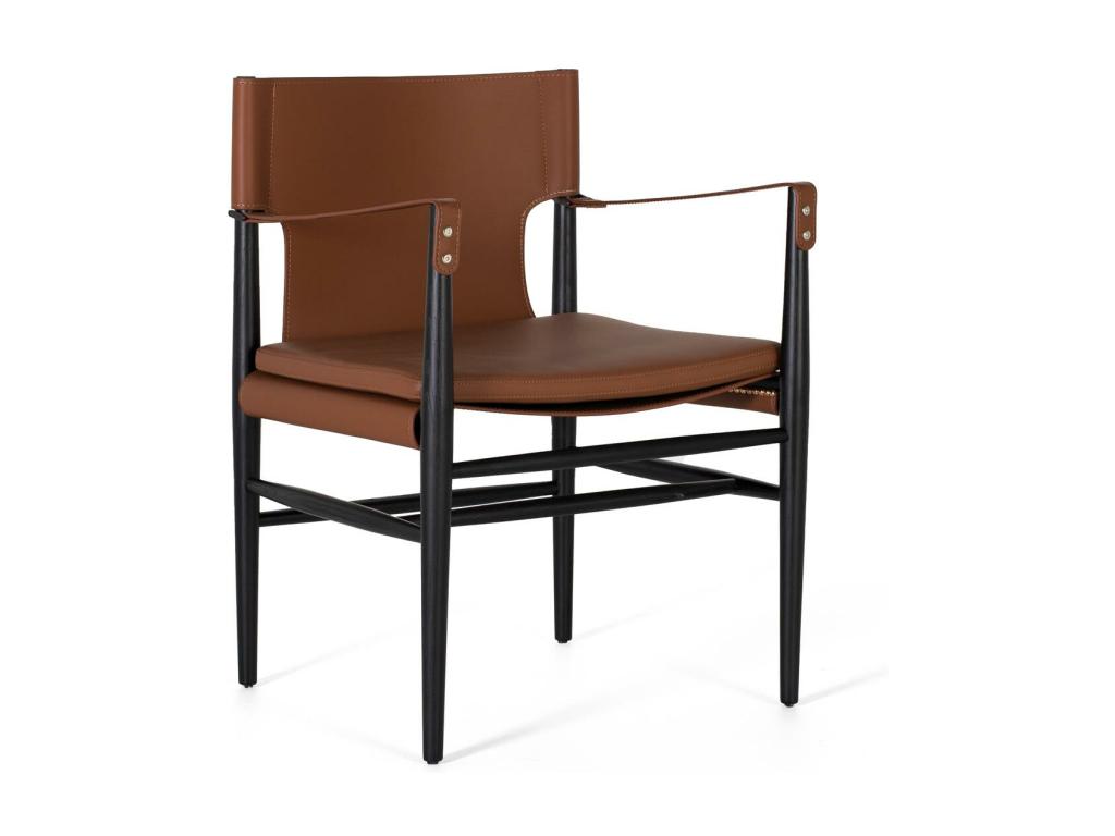 Armchair, Leather Upholstery, Brown