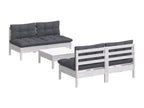 Patio Furniture Set, with Cushions, 5-Piece, Wood, White