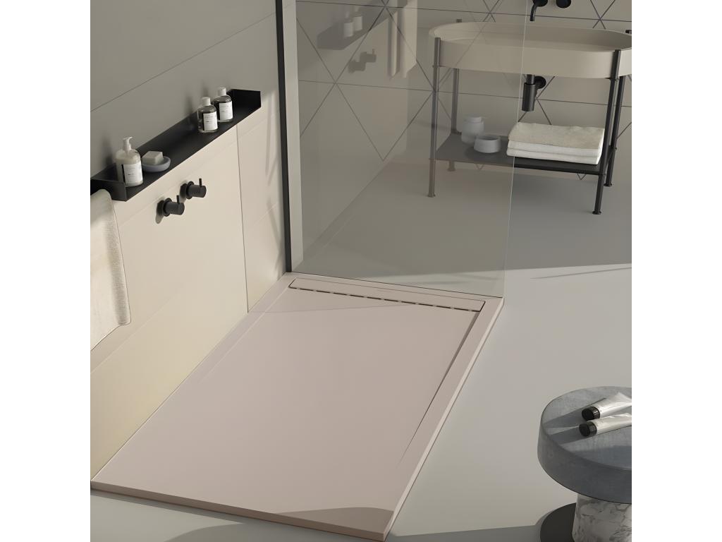 Shower Tray, Resin, Beige, 90 x 80 cm