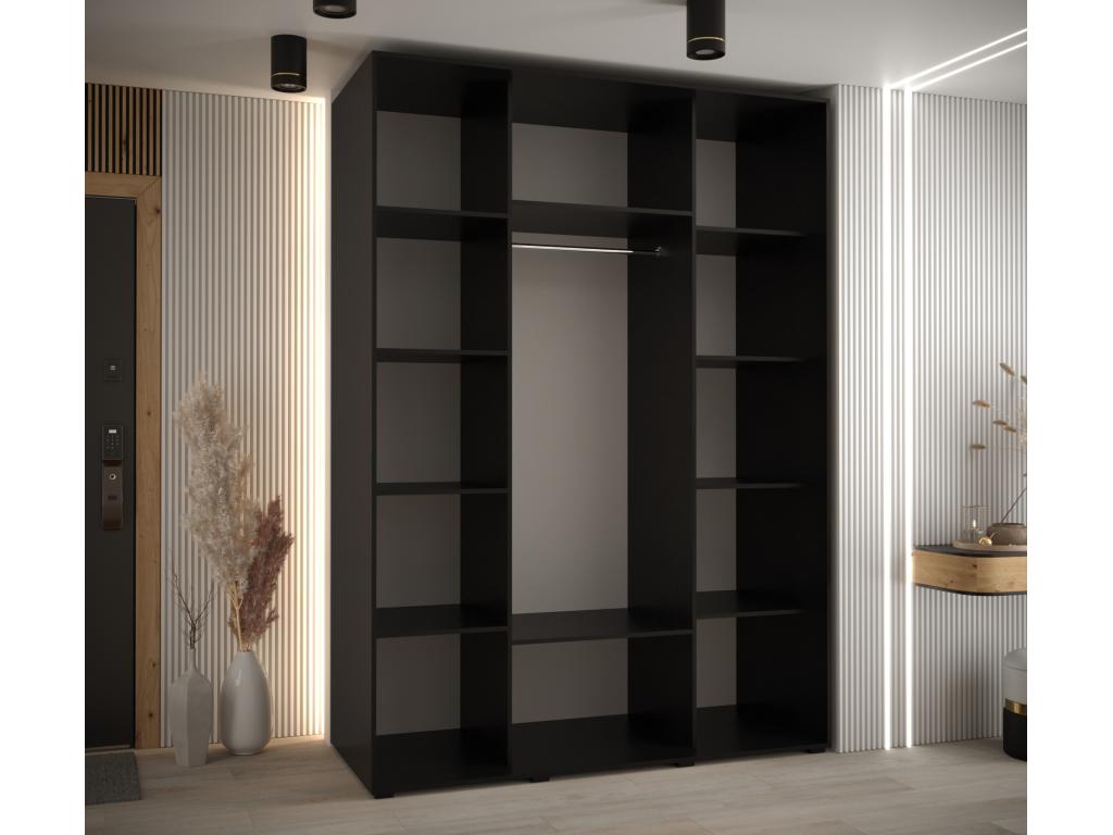 Wardrobe, Wood, Blanc/Doré/Noir