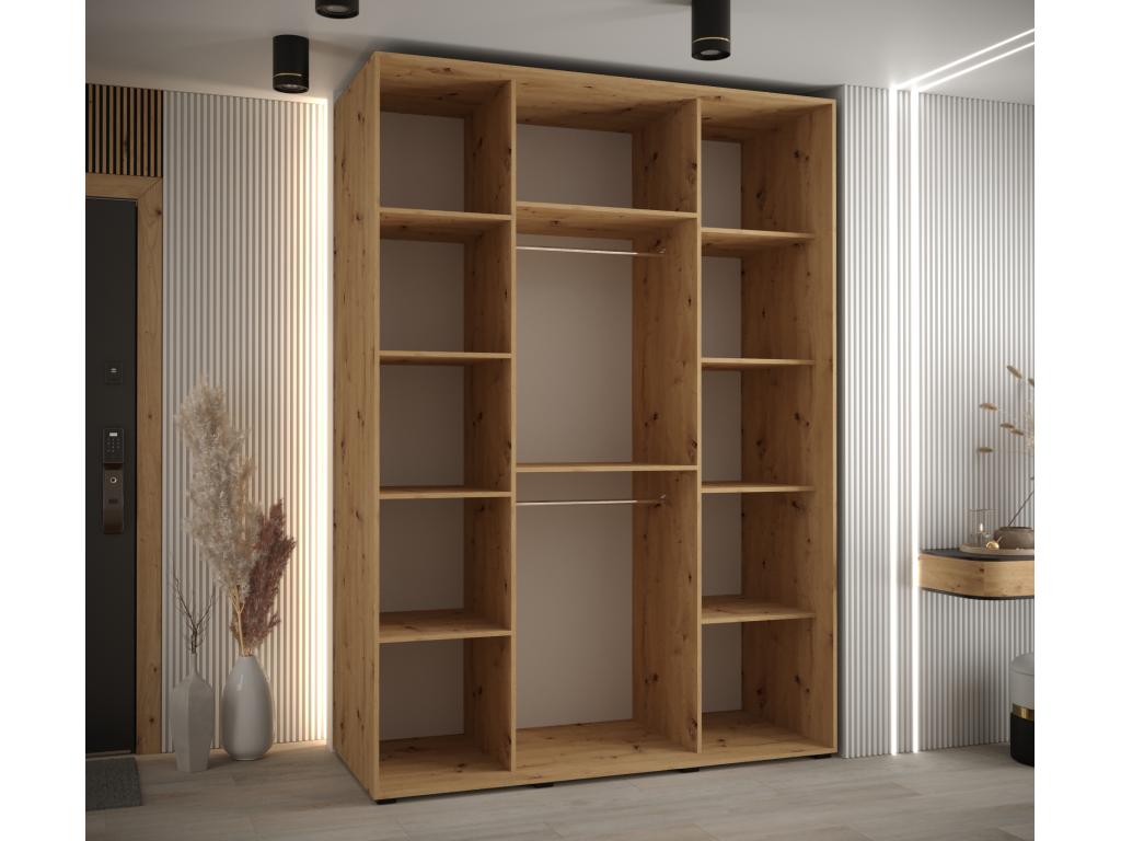 Wardrobe, Wood, Argenté/Blanc/Naturel Clair