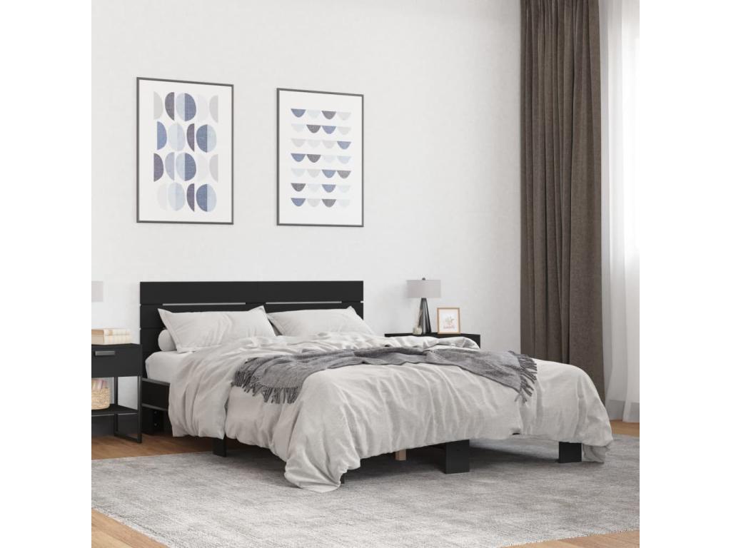 Bed Base, Wood, Black, 120 x 190
