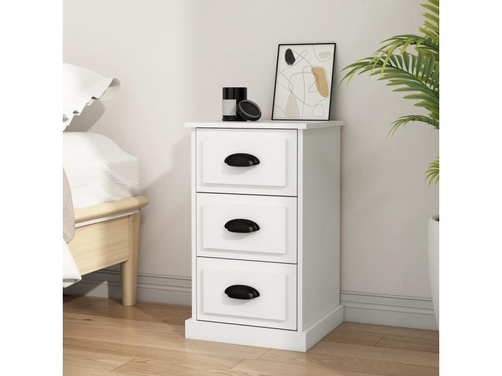 Nightstand, Wood, White, 39 x 39 x 67 cm