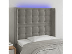 Headboard, Velvet Upholstery, Gray, 93 x 16 x 118 cm