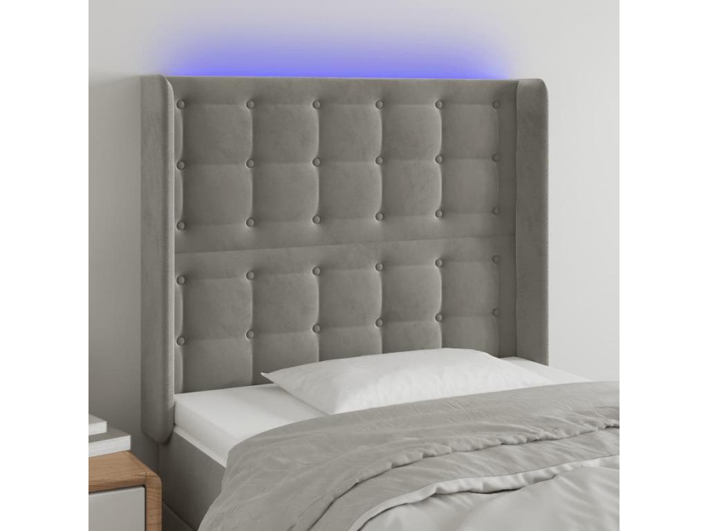 Headboard, Velvet Upholstery, Gray, 93 x 16 x 118 cm