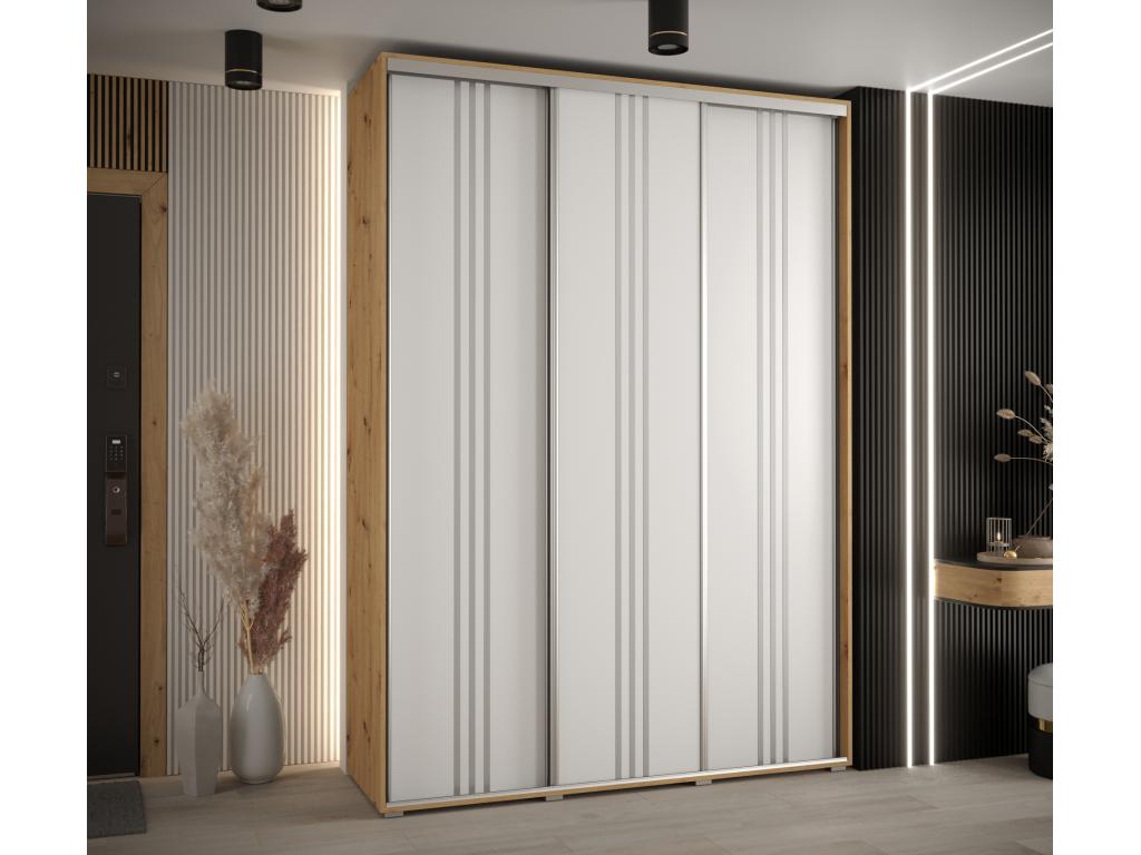 Wardrobe, Wood, Argenté/Blanc/Naturel Clair
