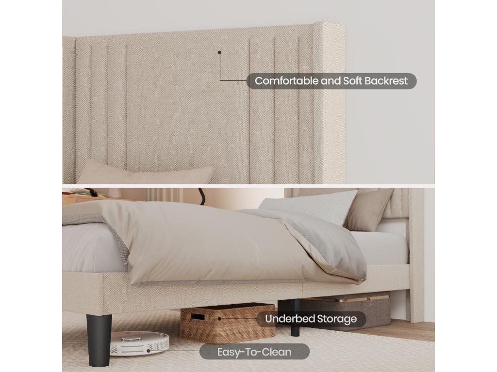 Mattress, Fabric, Beige, 90 x 200 cm