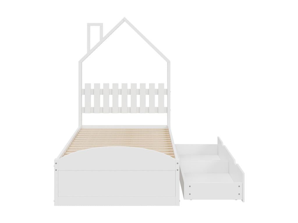 Bed Base, Wood, White, 90 x 200 cm