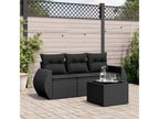 Patio Furniture Set, with Cushions, 4-Piece, Woven Resin (Wicker-Style), Black