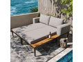 Outdoor sun lounger, outdoor chaise longue, multifunctional waterproof sofa bed, double chaise longue with shelf