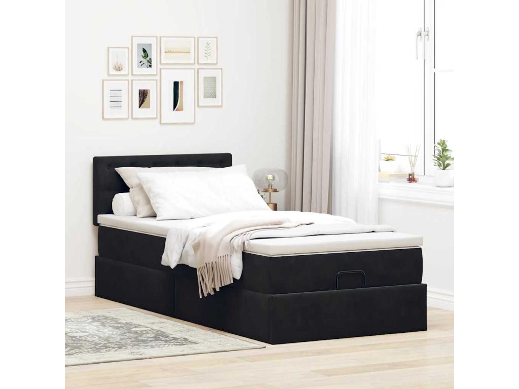 Mattress, Velvet, Black, 90 x 190 cm