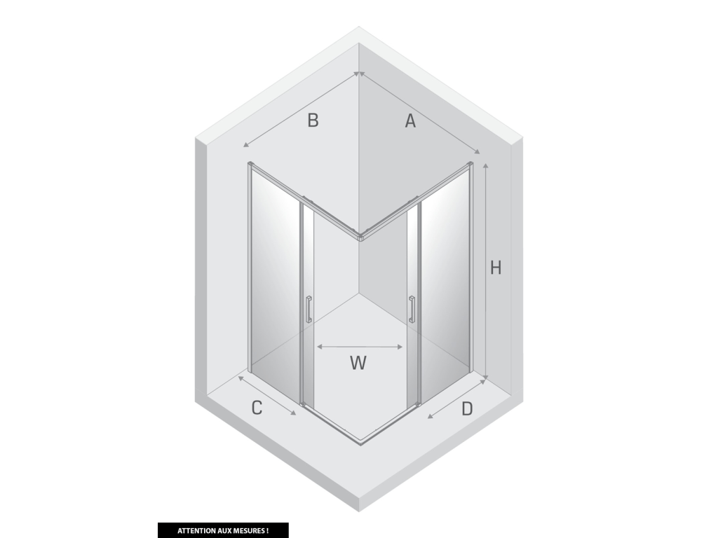 Shower Item, Glass, Cuivré, 120 x 70 x 200