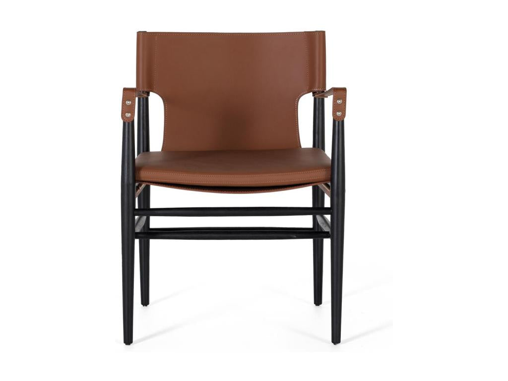 Armchair, Leather Upholstery, Brown