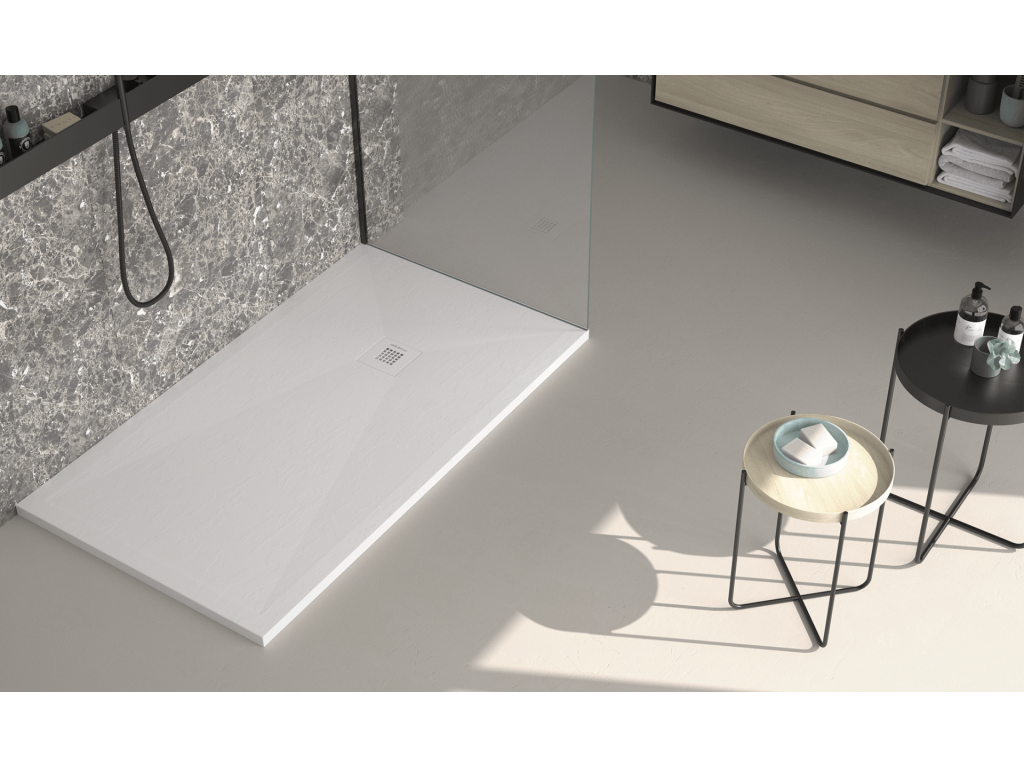 Shower Tray, Resin, White, 200 x 80 cm