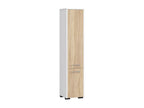 Meublita FIN White 30cm Bathroom Column with 2 Doors, Oak Front, and 5 Shelves (30x30x140cm)