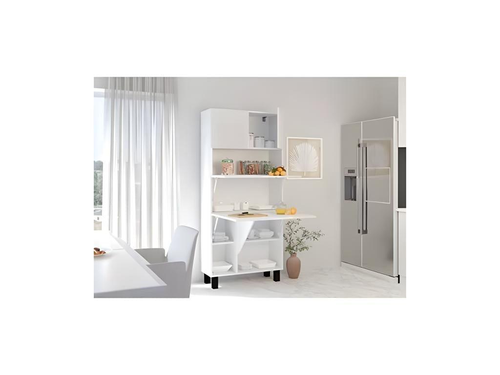 Convertible wardrobe/closet into a desk and table, Home Meublita, 175x80x32cm, Homi-Matte White/Glossy White