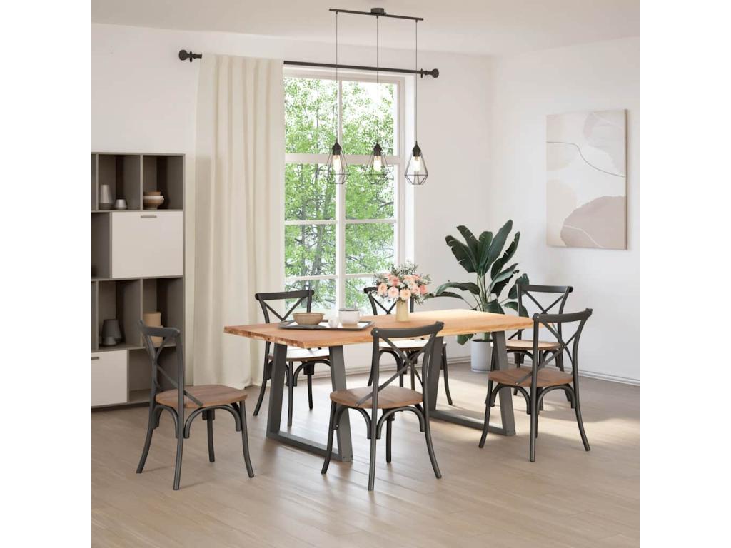 Dining Table, Wood, Brown, 200 x 100 x 74 cm