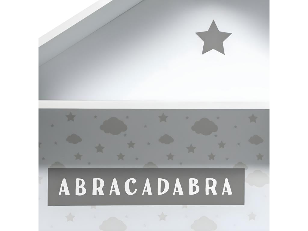 Children's house-shaped shelf with 7 compartments, grey - L.73.5 x W.30 x H.114 cm