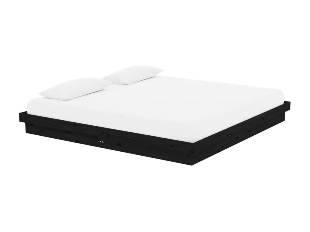 Bed Base, Wood, Black, 200 x 200 cm