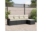 Patio Furniture Set, with Cushions, 5-Piece, Woven Resin (Wicker-Style), Black