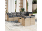 Patio Furniture Set, with Cushions, 9-Piece, Woven Resin (Wicker-Style), Beige