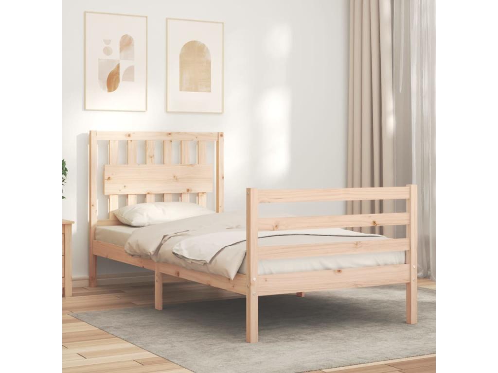 Bed Base, Wood, Naturel Clair, 90 x 190 cm