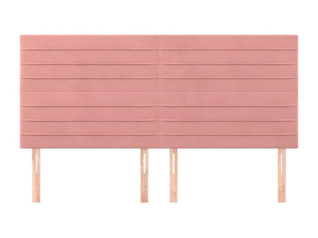 4-piece headboard set, pink, 80x5x78/88 cm, velvet