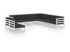 Patio Furniture Set, with Cushions, 9-Piece, Wood, White
