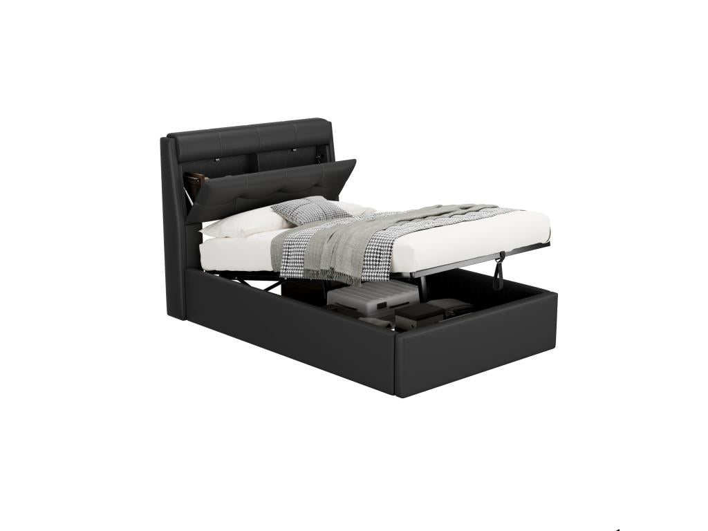 Mattress, Faux Leather, Black, 90 x 200 cm