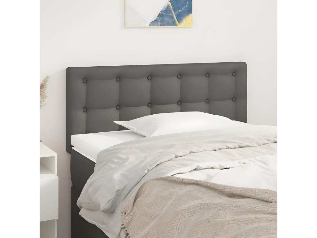 Headboard, Faux Leather Upholstery, Gray, 90 x 190 cm