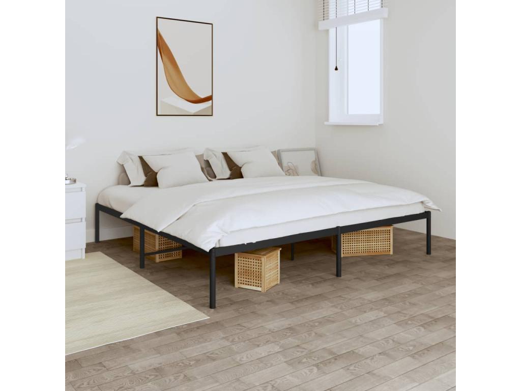 Bed Base, Metal, Black, 180 x 200 cm