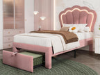 Bed Base, Velvet, Pink, 90 x 200 cm