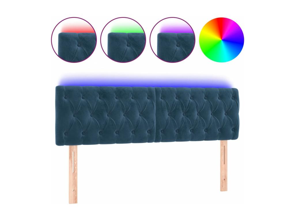 Headboard, Velvet Upholstery, Blue, 160 x 200 cm