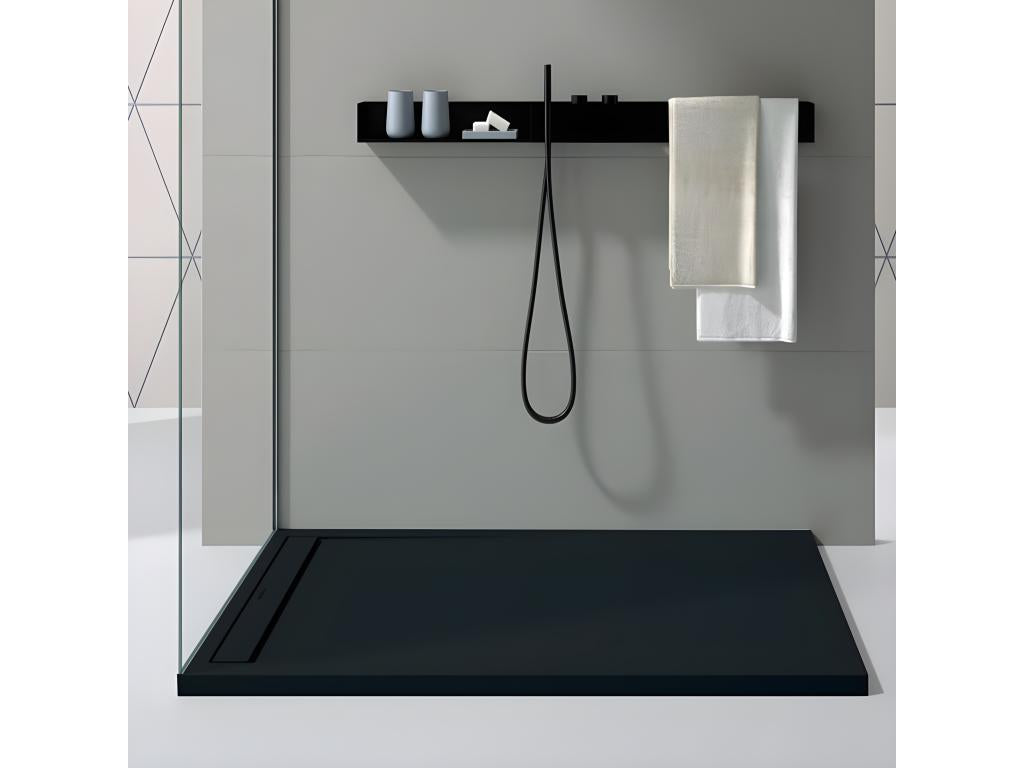 Shower Tray, Resin, Black, 150 x 70 cm
