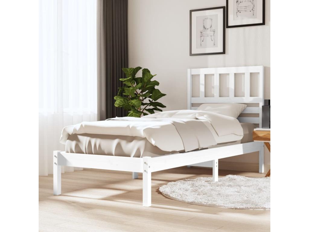 Bed Base, Wood, White, 75 x 190 m